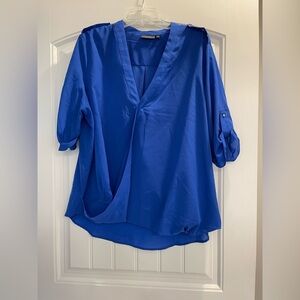 Apt. 9 royal blue faux Wrap Blouse 2X plus Woman lightweight